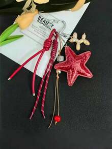 1PC Y2K Style Pink Star Bag Accessory, Chenille Bag Accessory, Keychain Accessories Car Pendant Can Be Used For Bag Pendant Pendant. Gifts Valentine'S Day Stylish For Teen Girls Women College Students Teacher White-Collar Workers Rookies & White-Collar Workers Gift Accessories Decor Present Car Accessories Women Key Chain Charms Back To School Supplies Gifts For Teachers