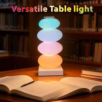 1pc 7-Color Multi-Layer Atmosphere Lamp, 5V 16-Color USB Rechargeable Touch Lamp, Simulated Crystal Diamond Decor Desk Lamp, Modern Minimalist Style For Bedroom, Living Room, Study, Suitable For Dining Room, Home Gatherings, Small Parties, Creates A Warm And Romantic Ambiance