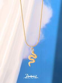 1 pieza Collar de acero inoxidable con colgante de serpiente para mujer, joyería de moda para fiestas y regalos