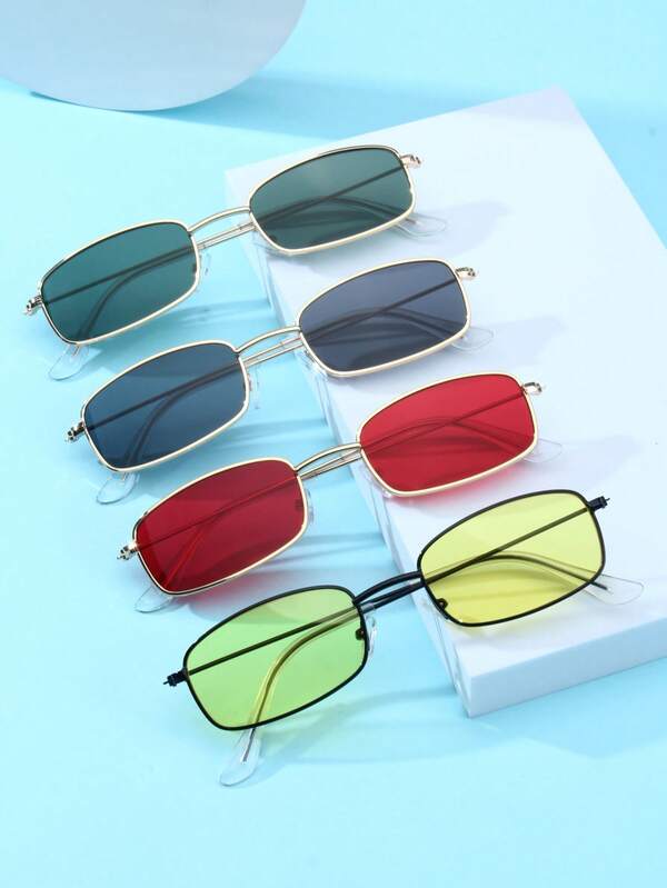 1 pieza Gafas de moda para niños con marco de metal de alta calidad, adecuadas para adolescentes, para fiestas, viajes al aire libre, vacaciones en la playa, accesorios de fotografía, decoración de uso diario.