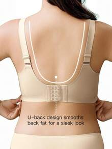 Minimizer Bras For Women Full Coverage Wireless Plus Size Seamless Bralette Removable Pads Adjustable Comfort 32A-42E - 膚色 - 查看 5