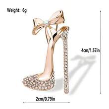 1 pieza Broche de lazo con rhinestones elegante, accesorio de moda con diseño de tacón alto adecuado para trajes, cárdigans y chales de mujer, adornado con rhinestones brillantes
