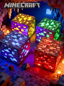 Minecraft 1pc Luminous Ore Decorative Light, Rechargeable Gaming Ore Lamp, Children's Bedroom Atmosphere Lamp Model Ornament Light, Very Suitable As A Fun Valentine's Day Gift, Christmas Decoration To Give To Mom, Dad, Grandma, Father, Teacher, Sister, Brother, Or Girlfriend! Holiday Gifts, Party Decorations, Table Decorations, Bedroom Decorations, Christmas Decorations!