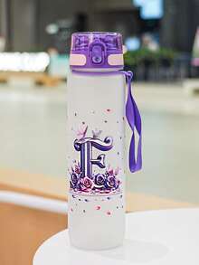 1pc 1000ml/32oz Plastic Water Bottle With Handle And Straw, 3D Printed With 26 Letters, Butterfly And Rose Patterns, Suitable For Travel And Car Use, Great Gift For Friends, Couples, Birthday, Thanksgiving, Valentine's Day