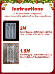 1Pc Christmas Led String Light (No Battery),150/300cm Snowflake Christmas Tree Design Fairy Lights For Christmas,Christmas Tree Decoration,Christmas Decorations For Home,Christmas Ornaments,Hanging Decor,Xmas Decor,Christmas Ornaments,Indoor/Outdoor Decor - Clear - View 8