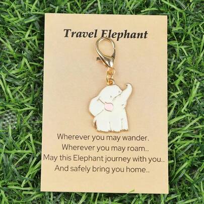 3pcs Cute Cartoon Elephant Keychains, Fashionable Unisex Pocket Pillow Gift Set With Travel Elephant Encouragement Card And Good Luck Support Card, Suitable For Friends And Brothers. Ideal Birthday, Wedding, Anniversary, Christmas, Thanksgiving, Friendship Day Gift Bag Charms Car Accessories Teacher Sister Gift Ideas
