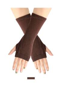 1 par de guantes sin dedos tejidos con calentadores de brazos a rayas, diseño con agujero para el pulgar, regalos para hombres y mujeres