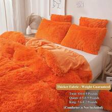 Plush Shaggy Duvet Cover Set, Ultra Soft Fluffy Bedding Sets 3 Pieces (1 Fuzzy Comforter Cover + 2 Pillow Cases), Zipper Close (, Pink), Luxury Bedding - 橘子 - 查看 3