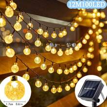 2025 Latest 20/50/100 LED Solar Powered Outdoor Crystal Ball Lights, 8 Modes Solar Fairy Lights, Bubble Ball Fairy Lights, Christmas Decor, Villa Garden New Year String Lights, Summer & Autumn - Universal