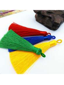 10pcs/Pack 85mm Colorful Tassel Pendant Rings, Handmade Woven Pull Rings For DIY Bags, Colorful Tassels Decor Accessories For Pillows, Clothing