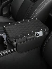 1 pieza Funda universal para reposabrazos de coche con diamantes brillantes - Protector de consola central de cuero con 2 bolsillos de almacenamiento, se adapta a la mayoría de vehículos - Estilo A - Ver 15
