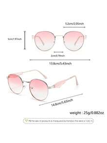 Gafas de mujer con lentes degradados rosas, montura redonda clásica, gafas sonrojadas versátiles, gafas decorativas de estilo callejero