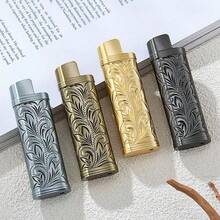 1个复古幸运花金属打火机套，适用于BIC J6全尺寸打火机 - 时尚耐用的打火机套，复古阿拉伯风格金属打火机套，防风简约复古耐用幸运花金属打火机套，经久耐用且时尚，适用于BIC J6 - 圣诞节和万圣节的完美吸烟配件礼物