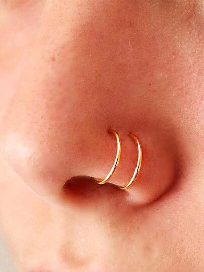 1pc 925 Sterling Silver Double Hoop Nose Ring 22 Gauge 8mm Nose Ring Helix Hoops Nostril Piercing Jewelry