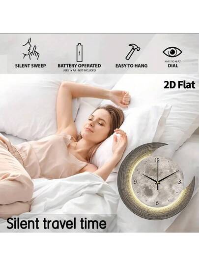 1pc 12inch/16inch Creative Arts Planet ative Painting Wand Clock, Super Quiet Quartz Movement, No Ticking Sound, Room ation, Home Living Bedroom Classroom Kitchen Office ation view 6