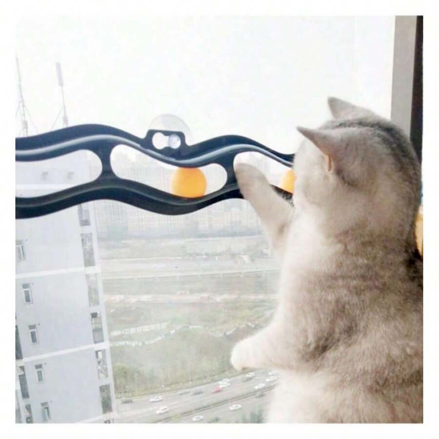 1 Piece Cat Suction Cup Ball Track Toy, Self-Maintaining Wavy Pet Toy Shape, Cut Out Design For Scratching For Cats