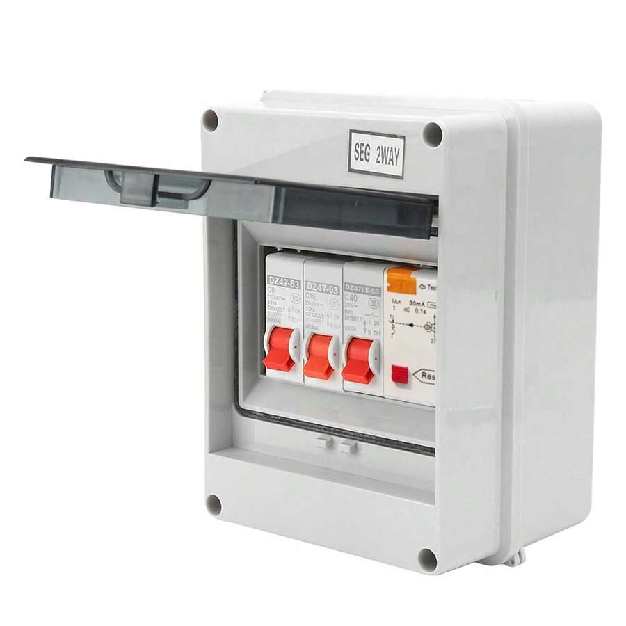 Disyuntor de fuga pequeña de 2way 40a 30ma RCD + 2 MCB (6a + 16a) - Blanco - Ver 1