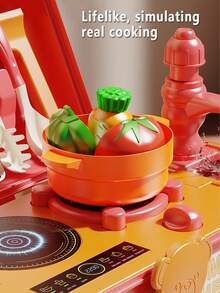 Bộ đồ chơi nhà bếp di động cho trẻ em có hộp đựng, bộ đồ chơi nấu ăn giả vờ có bồn rửa, nồi và chảo, món quà tuyệt vời cho bé trai và bé gái, Giáng sinh và năm mới - Nhiều màu - Xem 5