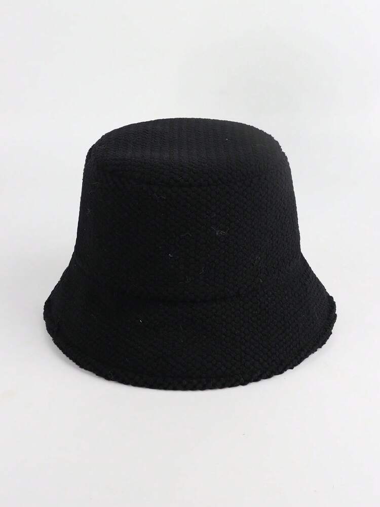 1 件女士纯色蓬松渔夫帽，户外休闲运动，保暖防寒渔夫帽，情侣日常旅行户外休闲 - 純色玉米粒漁夫帽 - 查看 5