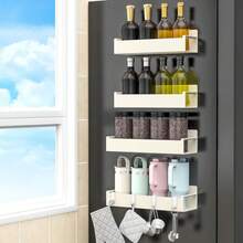 Magnetic Refrigerator/Washing Machine Storage Rack, Side-Mounted, Adjustable Distance, Single/Multi-Layer Combination, Wall-Mounted, Magnetic Spice/Cleaning Supplies Rack, No Drilling Required - Multicolor - View 4