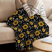 Yellow Sunflowers Bees Art Prints Throw Blanket, 2D Flat Soft Plush Flannel Throw Blankets For Bed/Couch/Sofa/Office/Camping, Perfect Caring Gift For Women Men, Easy To Care - 彩色 - 查看 4