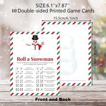 Christmas Draw A Snowman Game, Dice Rolling Game, Winter Family Christmas Game, Holiday Activity For Boys And Girls, Draw A Snowman Game, Holiday Classroom, Set Of 10 Double-Sided Printed Cards