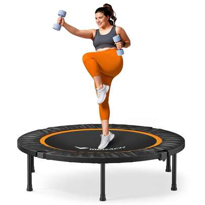 MERACH 40cm/48cm Rebounder Mini Trampoline Adult, Fitness Trampolines Max Load 150KG With Adjustable Handle, Suitable Rebounder For Adults Outdoor Workout