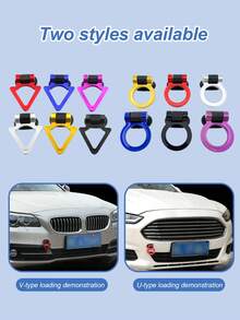 Universal ABS Decorative Trailer Hook – Stick-On Plastic Trailer Hitch Ring, U-Shaped & Triangle Design For Car Front/Rear Bumper, No-Drill Installation, Adjustable Racing Style Tow Hook Decal – Car Modification Accessory For SUV, Truck, Sedan, , Car Body Styling Upgrade - 彩色 - 查看 6