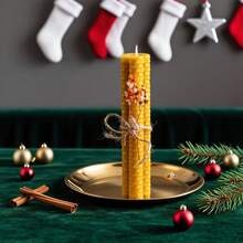 Beeswax Candle Set Handmade, 20 Pcs Slightly Narrow | Christmas Candles | Honeycomb Texture | Bees Wax Candles Gift Set With Christmas Decorative Gift Box | Premium, Dinner Home Decor Christmas Decorations Room Decor, Christmas Gifts