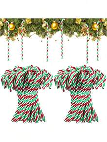 24/12pcs Christmas Candy Cane Decorations, Twisted Plastic Candy Cane Hanging Ornament Christmas Tree Decorations For Christmas Holiday New Years Home Decor Party Gift,15 Cm Length - Multicolor - View 8