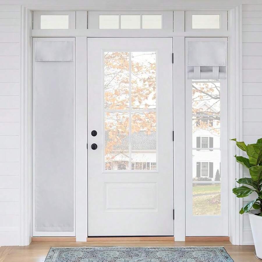 Sightlight Door Window Curtains, Privacy Window Curtains Thermal Insulate Covering For Patio/Glass/Front Door, 12 Inch X 69 Inches, Greyish White, 1 Panel - 灰白英寸 - 查看 1