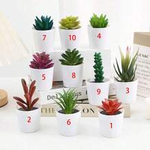 1 Stück Künstliche Flockige Sukkulente mit Diamantmuster/Kleiner weißer Topfpflanze, künstliche Blumendekoration, Gefälschte Topfpflanze, lebensechte grüne Pflanze, geeignet für Zimmer, Wohnzimmer, Teetisch, Schreibtisch, Geschenk, Weihnachten