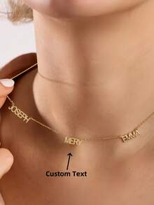 1pc Custom 18K Gold Plated Necklace, With English Name 3 Names Women Custom Necklace, Girlfriend Birthday Gift, Holiday Gift Valentine's Day Gift Is For Girlfriend Mother Graduation Christmas Gift - Multicolor 4 - View 2