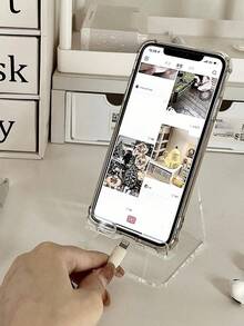 1/3pcs Transparent Acrylic Mobile Phone Display Stand Holder For Bedroom, Living Room, Office,Desktop Creative Tv Viewing Slouchy Holder, Cell Phone & Tablet Slouchy Bracket,Creative Decor, Convenient Charging, Suitable For Multiple Scenarios,Minimalist Phone Storage Rack.