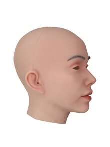 Upgrade Head Mask Silicone Simulated Crossdresser Head Mask Realistic Skin Texture Full Makeup Mask Exquisite Makeup Head Mask Integrated Head Cover Cross-Dressing,Cosplay, For Halloween Cosplay ,Photography, Practice Applying Makeup Headgear, Party - Apricot - View 3