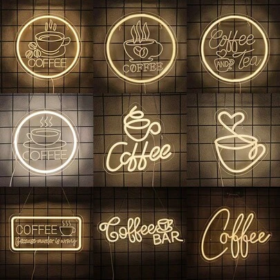 Coffee Neon Sign, 3D Engraved LED Art Deco Lights For Wall Decor,Warm White Neon Sign,USB Powered, Wall Mounted,For Cafe Station,Cafe,Tea Bar,Restaurant, Kitchen Decoration - Best Gifts For Birthday, Housewarming, Christmas,Easy To Install.