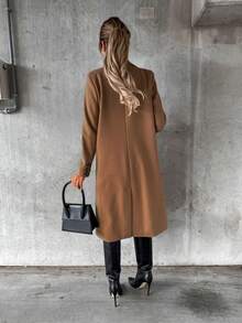 Plus Size Women's Elegant Solid Color Button Coat Jacket, Autumn/Winter