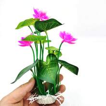 栩栩如生的人造莲花和水生植物 - 水族馆景观装饰，鱼缸水下观赏绿植 - 綠色 - 查看 4
