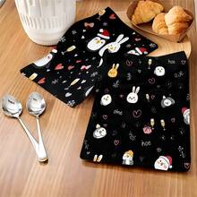 1套/2件/100件厨房毛巾和洗碗布，带有企鹅印花图案，配有圣诞帽，适用于餐厅、厨房、浴室的室内装饰、派对装饰、节日礼物，也可以作为圣诞礼物赠送 - 彩色 - 查看 4