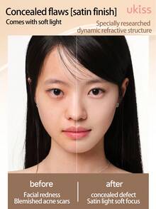 ukiss 30ml Long-Lasting Full-Coverage Foundation, Soft-Focus Effect, 12-Hour Oil Control & Wear, Moisturizing & Concealing, Color-Locking, Natural Finish, Oil-Controlling & Waterproof, Suitable For Sports, Smudge-Proof, Sweat-Proof, Waterproof, Matte Finish, With Moisturizing Pearl - C00 Cool Fair - View 8