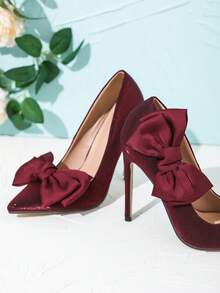 1 对（2 件）可拆卸 DIY 鞋配件，装饰蝴蝶结和花朵形状，时尚优雅，适合高跟鞋、平底鞋、浅口鞋、办公室、商务、派对、婚礼鞋，颜色为粉色、灰色、酒红色、绿色、白色、黑色、杏色、玫瑰红色、浅粉色、米色 - 酒紅色 - 查看 4