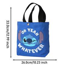 Disney 1PC Officially Licensed Stitch Canvas Bag Cartoon Cute Large Capacity Grocery Bag Fashion Tote Bag Out Party Dress Up Portable Shopping Bag Reusable Travel Work Beach Tote Bag Memorial Day Birthday Halloween Christmas Gift For Stitch Lovers - Multicolor - View 3
