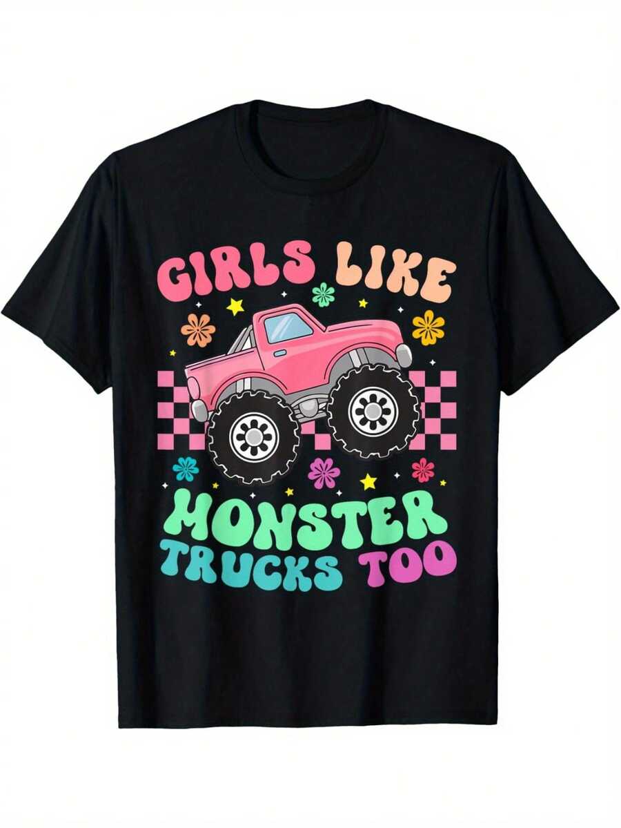 Monster Trucks Girls Like Monster Trucks Too T-Shirt - màu đen - Xem 1