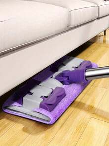 超大平板拖把套装带可重复使用垫 - 不锈钢，适用于清洁卧室、厨房、客厅和墙壁