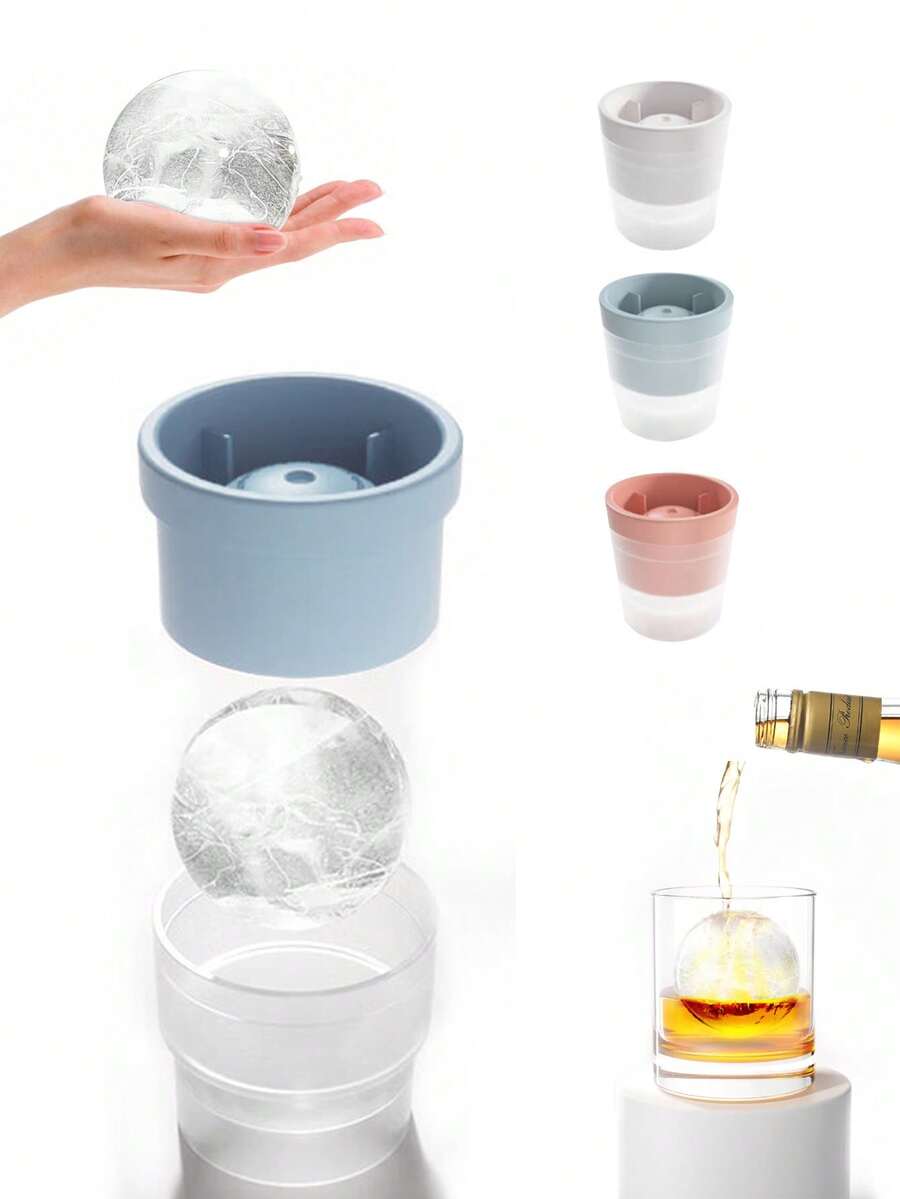 1 件威士忌冰块模具、圆形冰球制作器、鸡尾酒和波本威士忌冰块托盘、厨房配件 - 彩色 - 查看 1