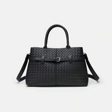 Women's Tote Bag, Fashionable Woven Texture One Shoulder Tote Bag, High-End Sense, Large Capacity Commuter Crossbody Bag, Retro Handbag, Women's Bag, Casual Versatile Purse