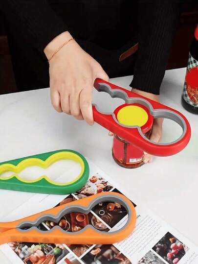 1 pièce Outil multifonctionnel d'ouverture de couvercle Quatre-en-un Dispositif d'ouverture de couvercle à torsion, Ouvre-couvercle économisant la main-d'œuvre, Accessoire alimentaire de cuisine, Décapsuleur, Ouvre-boîte