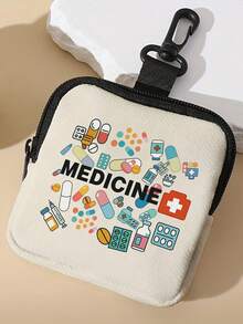 Geantă compactă pentru medicamente și portofel pentru monede, cu buzunar sigur cu fermoar și clemă tip carabină, husă/organizator multifuncțională din poliester durabil pentru medicamente, consumabile, monede și obiecte mici, geantă de călătorie portabilă și ușoară, cu imprimeu vibrant distractiv și design grafic jucăuș, ideală pentru profesioniștii din domeniul sănătății, studenți, lucrători de birou și călători, utilizare zilnică perfectă, ziua de naștere, Crăciun, Anul Nou, Ziua Îndrăgostiților, cutie de pastile pentru cadouri de la întoarcerea la școală, organizator de medicamente, geantă de depozitare a medicamentelor pentru călătorii în aer liber, articole esențiale, geantă de prim ajutor.