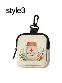 Geantă compactă pentru medicamente și portofel pentru monede, cu buzunar sigur cu fermoar și clemă tip carabină, husă/organizator multifuncțională din poliester durabil pentru medicamente, consumabile, monede și obiecte mici, geantă de călătorie portabilă și ușoară, cu imprimeu vibrant distractiv și design grafic jucăuș, ideală pentru profesioniștii din domeniul sănătății, studenți, lucrători de birou și călători, utilizare zilnică perfectă, ziua de naștere, Crăciun, Anul Nou, Ziua Îndrăgostiților, cutie de pastile pentru cadouri de la întoarcerea la școală, organizator de medicamente, geantă de depozitare a medicamentelor pentru călătorii în aer liber, articole esențiale, geantă de prim ajutor.