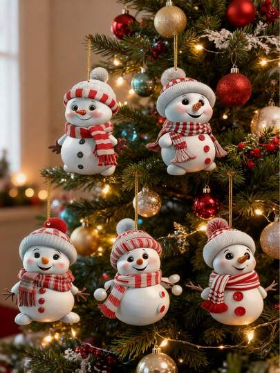 5 st/1 2D söta snögubbe julgransprydnader, målade akrylfönsterprydnader, julgransdekorationer, julgranssolfångare, utsökta snögubbe julprydnader/Jul/Juldekorationer/Juldekorationer Hem/Rumsinredning Sovrum/Julklappar/Rumsinredning/Heminredning/Vinterdekorationer/Julstrumpfyllningar